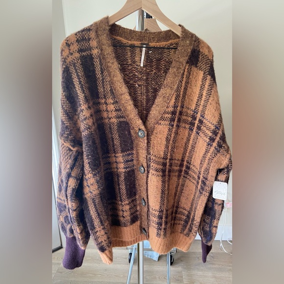 🔖 FREE PEOPLE NWT Birchwood Sepia Brown Cardigan y2k - Picture 10 of 15